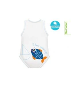 Body 0/36m Bio Cotton Summer Sealife Pesce Azzurro J Bimbi