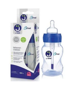 J Bimbi B Free Super Glass 160 Ml Biberon In Vetro Con Canula Anticoliche E Tettarella In Silicone
