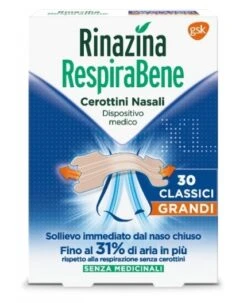 Rinazina Respirabene Cerotti Nasali Classici Grandi Carton 30 Pezzi