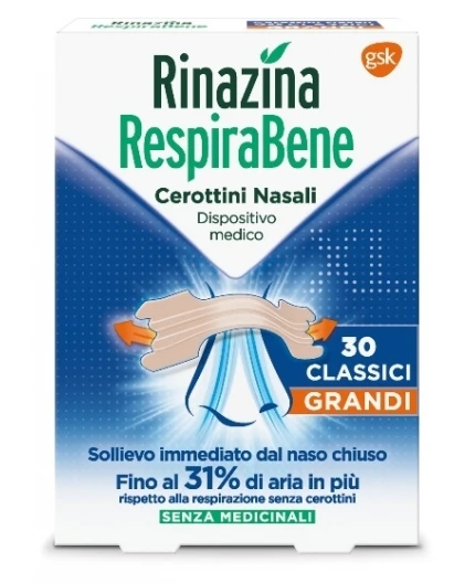 Rinazina Respirabene Cerotti Nasali Classici Grandi Carton 30 Pezzi 1 Rinazina Respirabene Cerotti Nasali Classici Grandi Carton 30 Pezzi