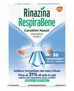 Rinazina Respirabene Cerotti Nasali Trasparenti Carton 30 Pezzi